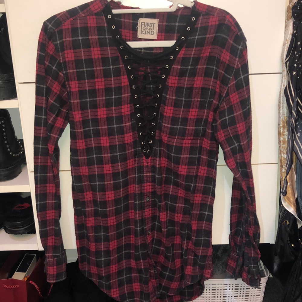 Flannel with lacing in front